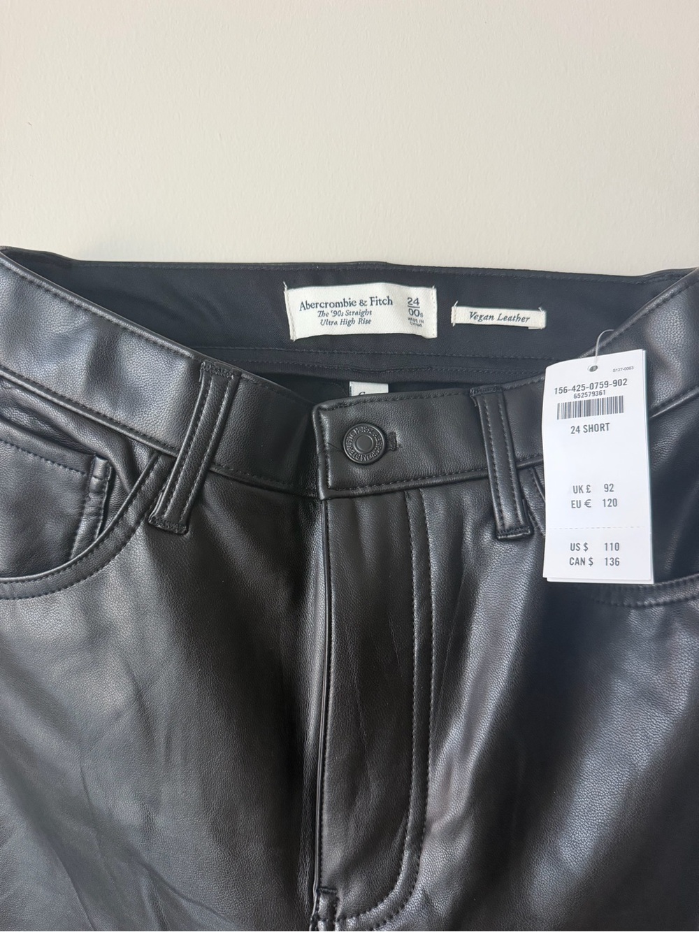Abercrombie & Fitch Black Vegan Leather Skinny Pants